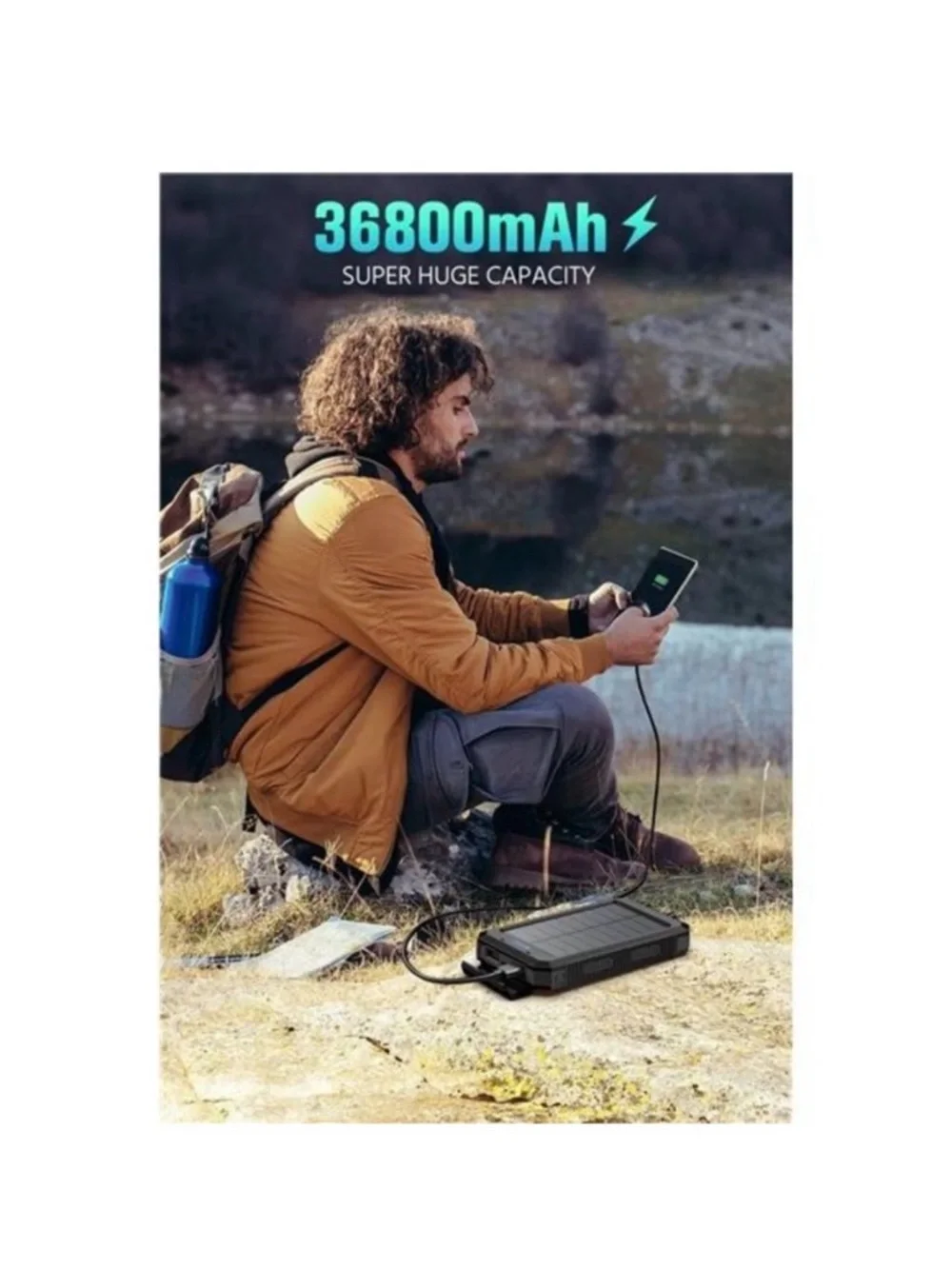 Solar Charger Power Bank, 38800mAh Portable Charger Fast Charger Waterproof